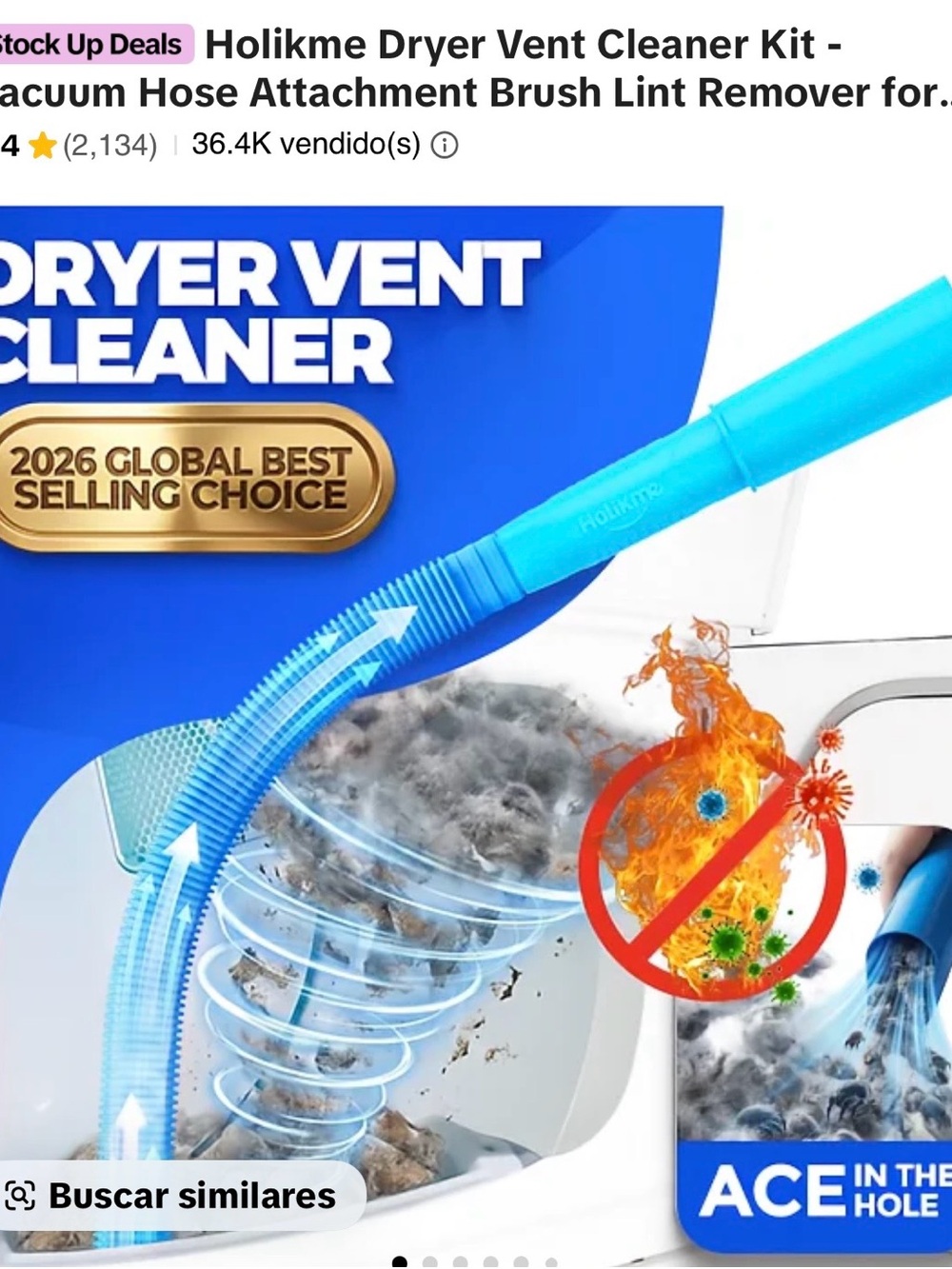 Blue Dryer Vent Cleaner Kit – Flexible Lint Removal Tool